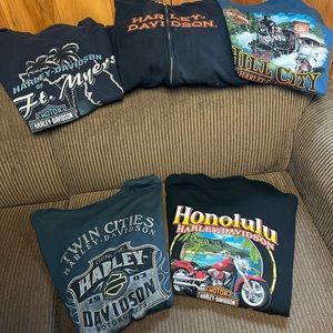 Harley Davidson Mens Shirts - Size XL - 4 Shirts, 1 Zip Up